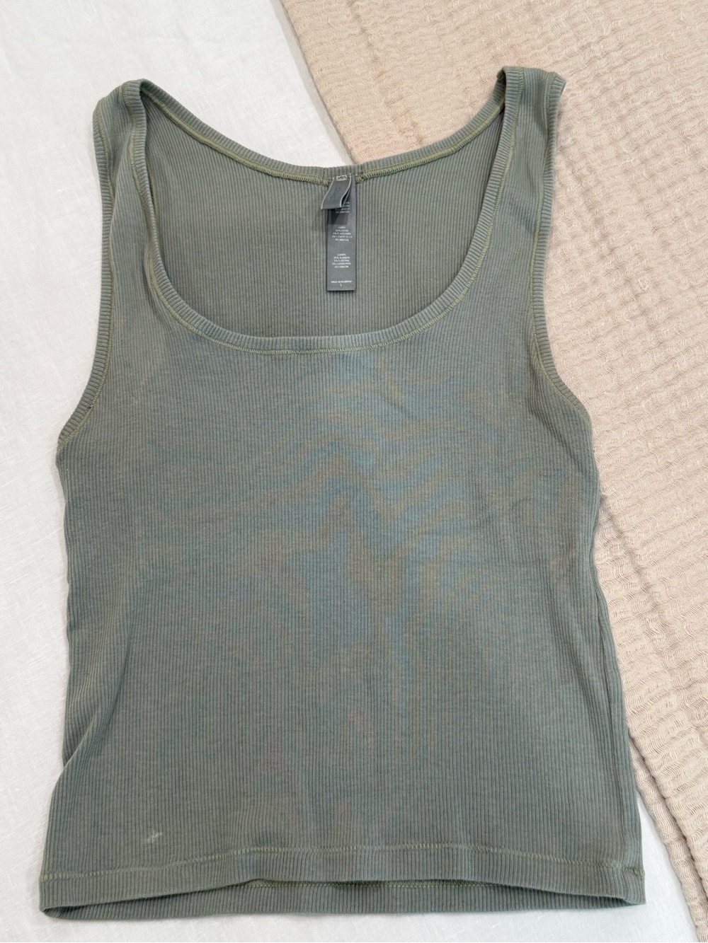 SKIMS Olive Green Ribbed Scoop Tank